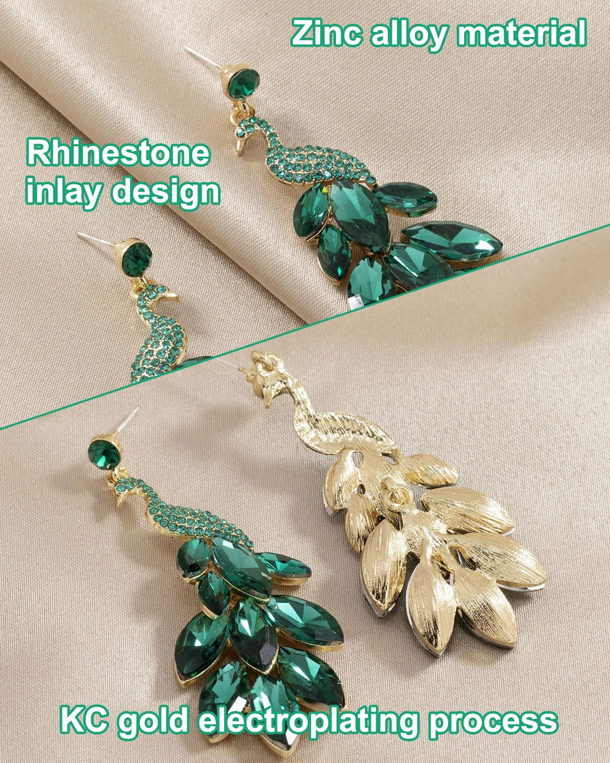 1 pieza de pendientes de borla para mujer, pendientes de pavo real, cristales austriacos, estilo boho, perlas en cascada, borlas, pendientes colgantes