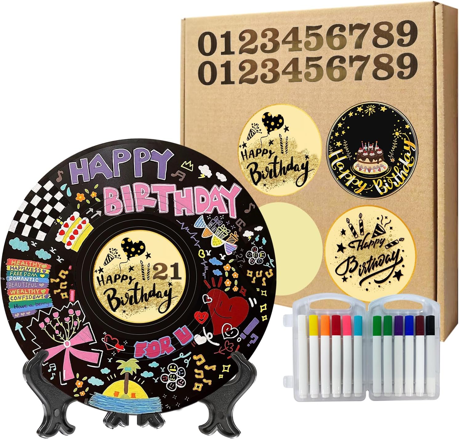 Vinyl Record Happy Birthday Guest Book,DIY Vinyl Record Decorations, Unique Decoration or Gift for Vinyl Record Lovers.