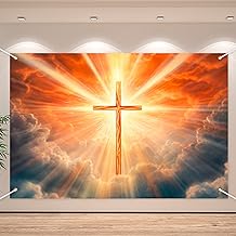 Jesus Christ Cross Backdrop Banner Lord Pray Church Event Photography Background The Way Truth Life Christian Jesus Religious Belief Decorations Photo Studio Props Supplies 70.8x47.2in-BECKTEN