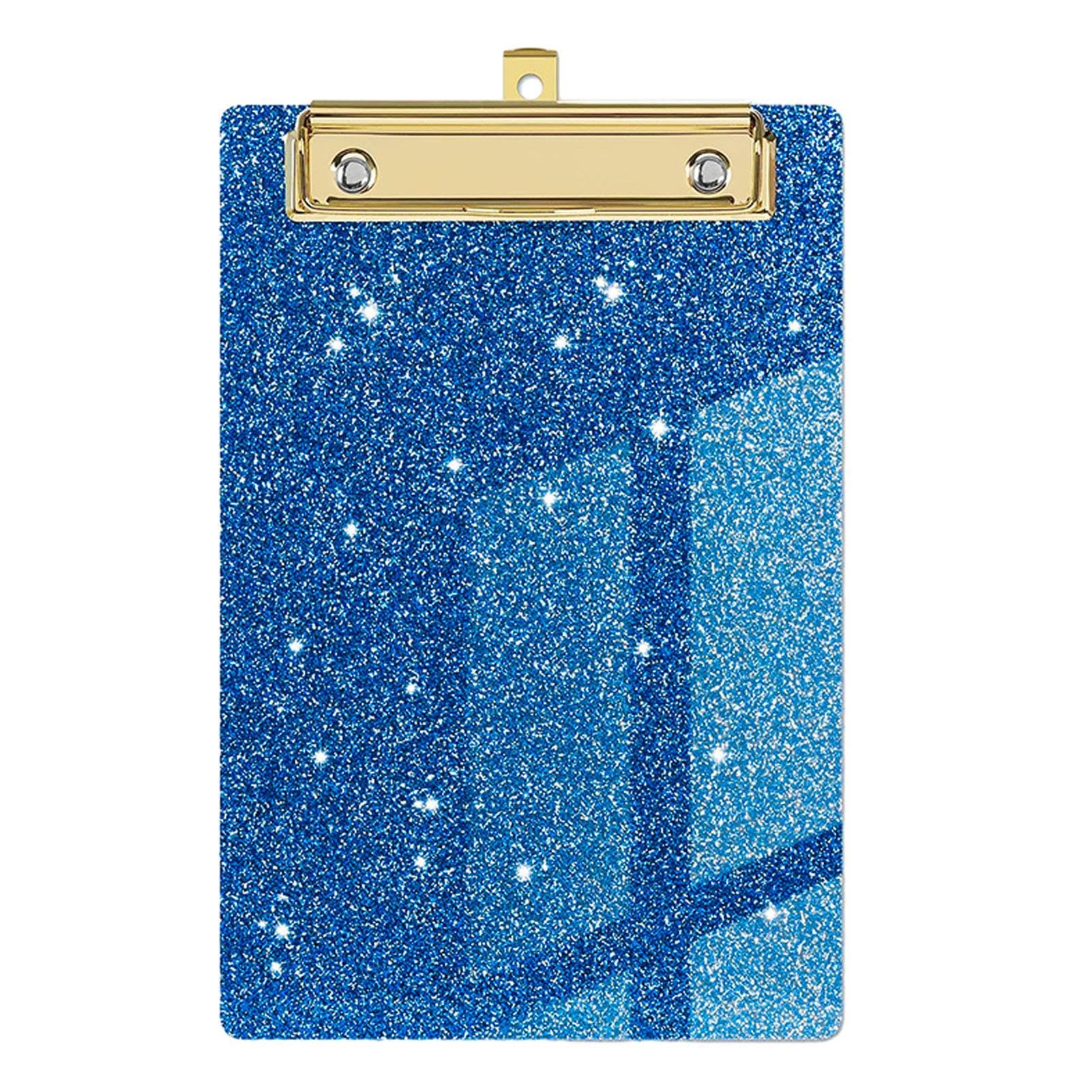Birtern 14.4 x 9.8 x 1.2cm Acrylic Clipboard | Glitter Binder Clip Boards | Lightweight Cute Decorative Letter Size Acrylic Clipboard with Gold Clip for Desk Supplies & Accessories