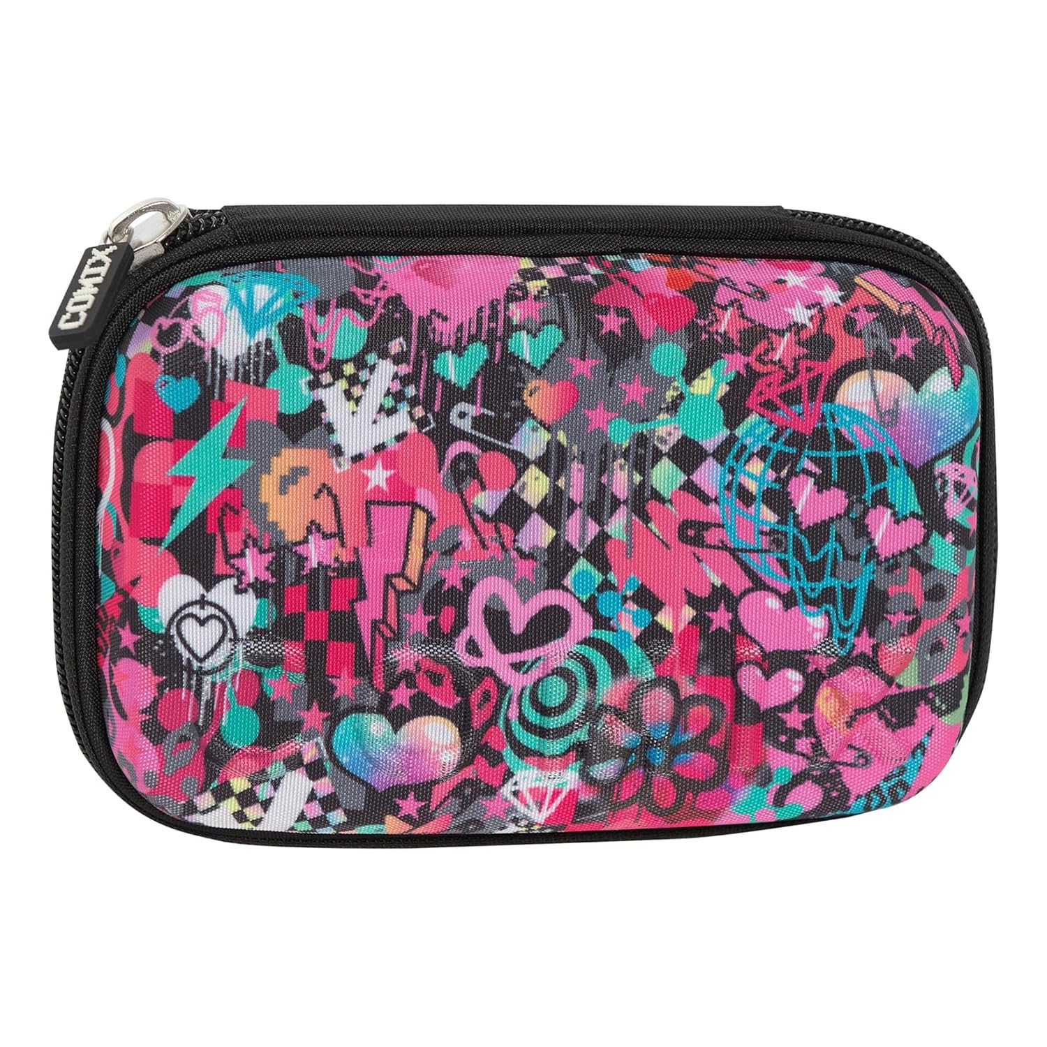 COMIX BRIGHT - Astuccio Scuola, Astuccio Maxi Zip per Bambini e Ragazzi, con Set Cancelleria Incluso, Cover Metal Iridescente, Rigido con Maxi Logo e Tirazip in Metallo, 21 x 14,5H x 6,5 cm