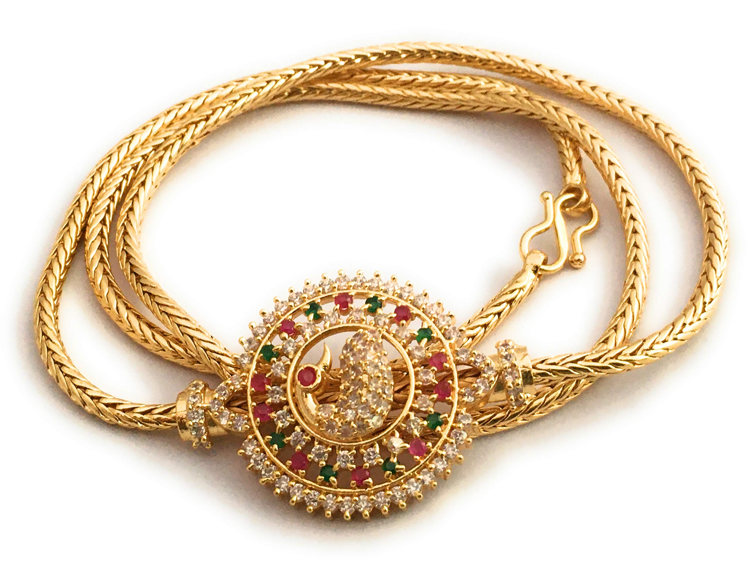 Sasitrends One Gram Micro Gold Plated Round Peacock Mugappu Chain for Women and Girls (B0B8T2WBXN) Amazon Price History, Amazon Price Tracker