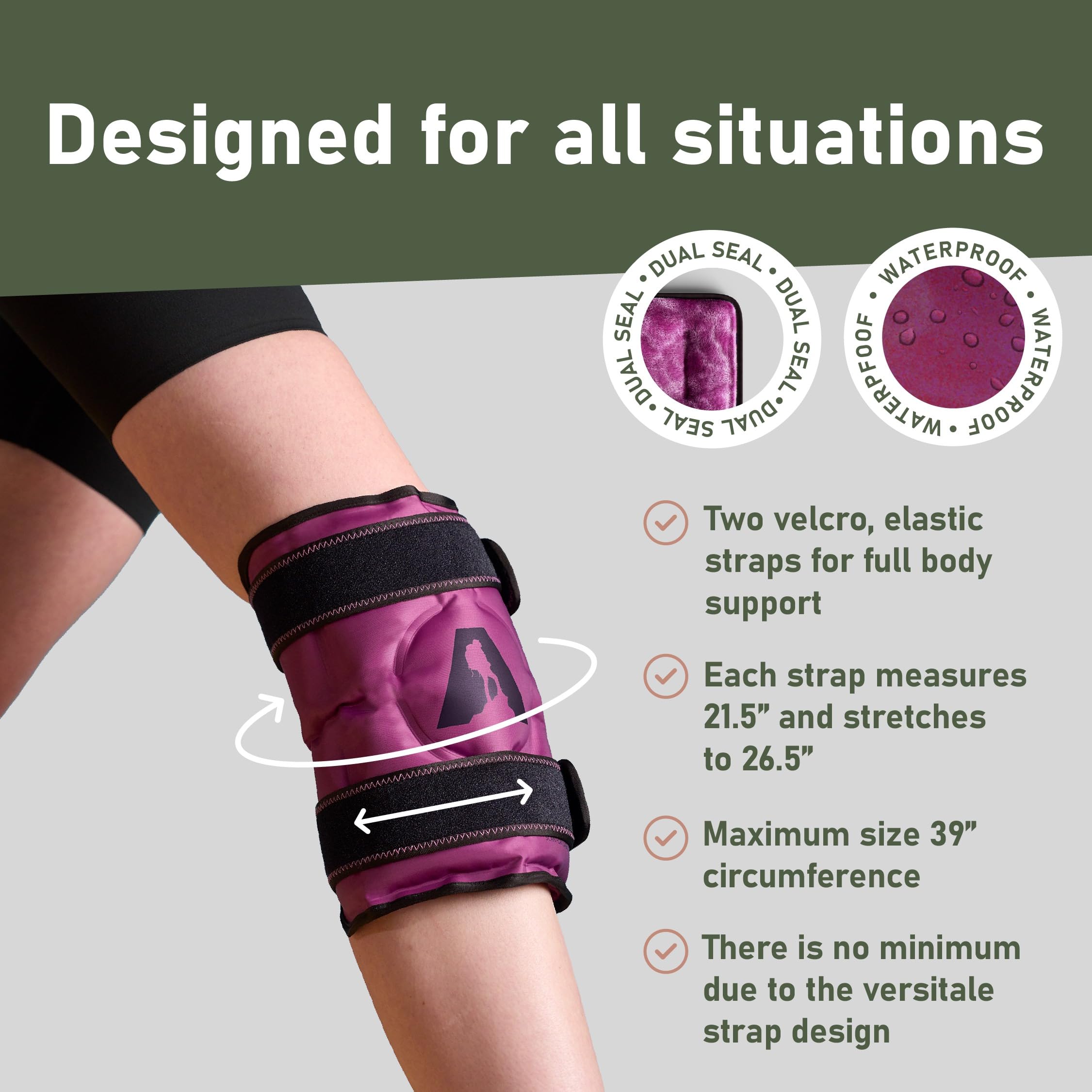 Wärme- und Kältetherapie, Gel-Packung (25,4 x 31,8 cm), wiederverwendbares Heizkissen und flexibles Gefrierfach für Beinverletzungen und Knieschmerzen, Violett