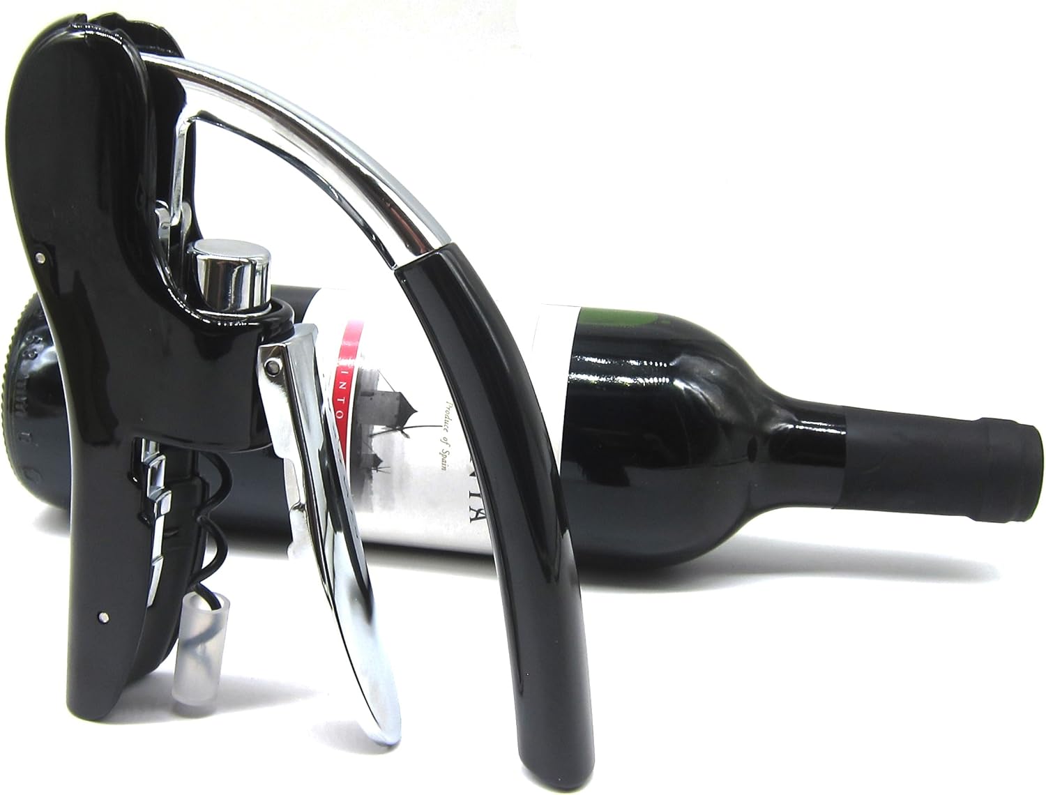 KAYCROWN Professional Wine Opener Lever Pull Corkscrews for wine Waiter's Corkscrew Bottle Opener with Built-in Foil cutter and Bonus Replacement, Black