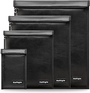 4 Pack Faraday Bags for Laptops & Phones & Radio & Car Keys,Faraday Cage for Anti-Theft Anti-Tracking, Faraday Key Fob Protector, Waterproof & Fireproof Faraday Bag, RFID Signal Blocker Bag