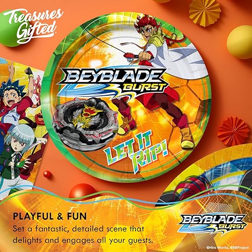 Miniatura 3 de Treasures Gifted Suministros para fiestas de BEYBLADE BURST con licencia oficial, platos BEYBLADE de 9 pulgadas, 8 unidades, suministros para fiesta