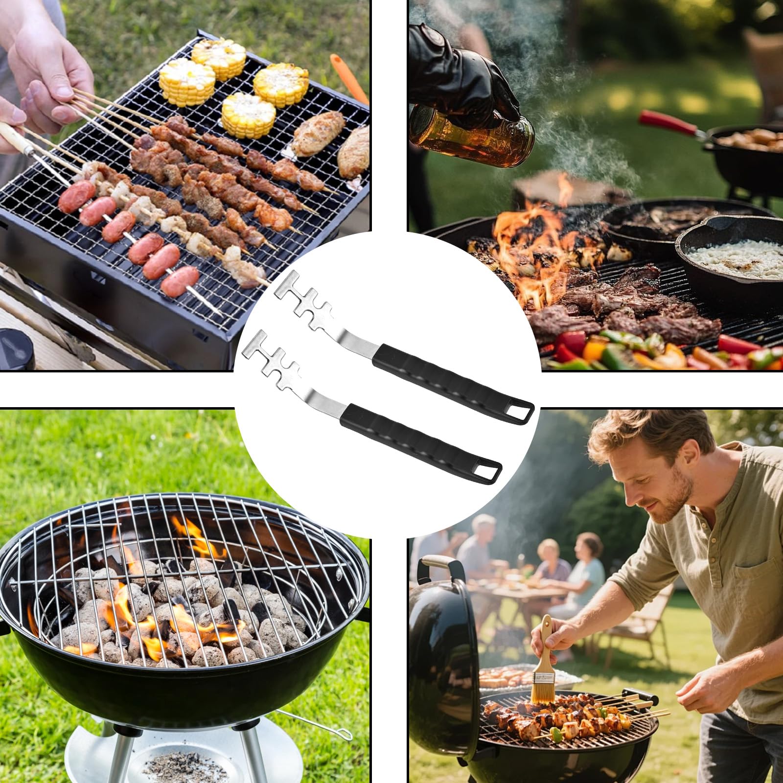 Accessoires Barbecue Acier Inoxydable Multifonctionnel Résistant Chaleur Antidérapant Poignée Protection Universel