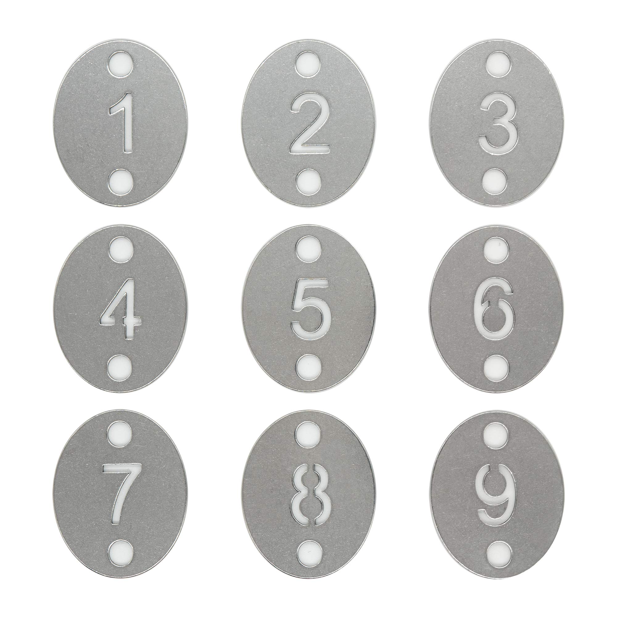 StayMaxStayMax Oval Hollowed Stainless Steel Number Tags Key Tags with Two Holes (1-25)