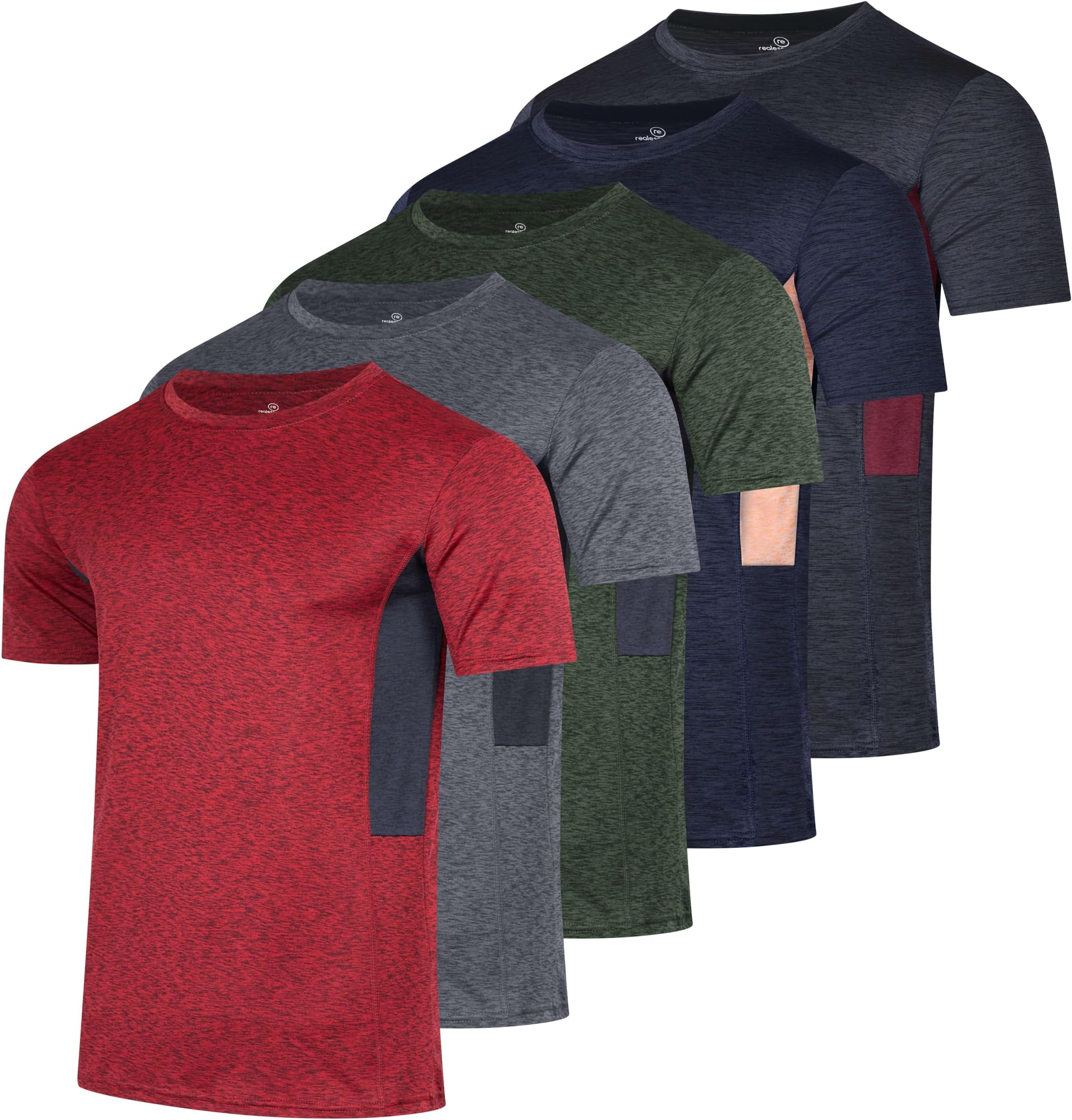 Men's Mens Dry-fit Moisture Wicking Active Athletic Performance Crew T-Shirts T-Shirt (Pack of 5)