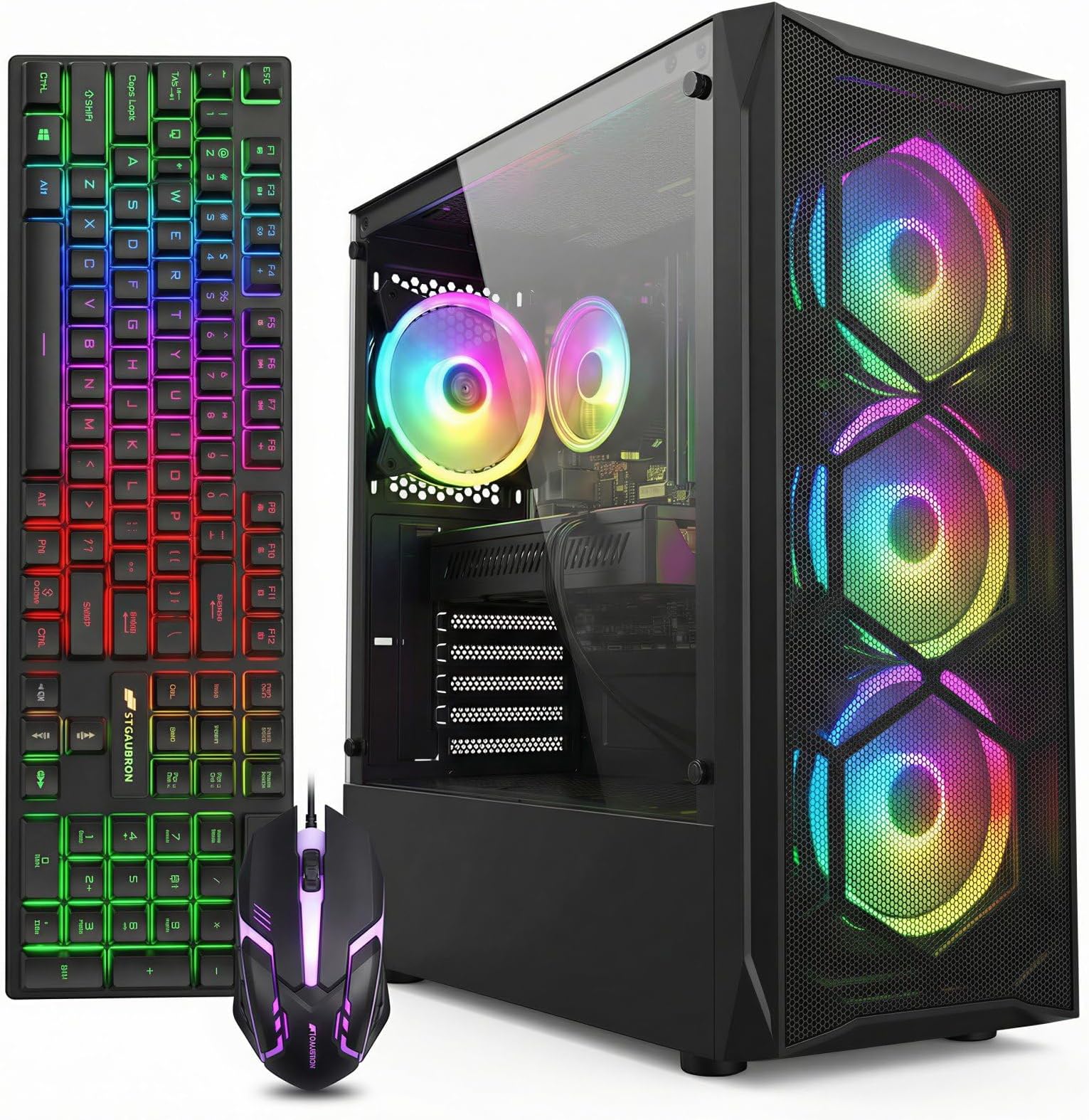 Gaming Desktop PC, Radeon RX 580 8G GDDR5, Intel Core i7 up to 3.9G, 16G RAM, 1T SSD, 600M WiFi, BT 5.0, RGB Fan x6, Windows 11 Home