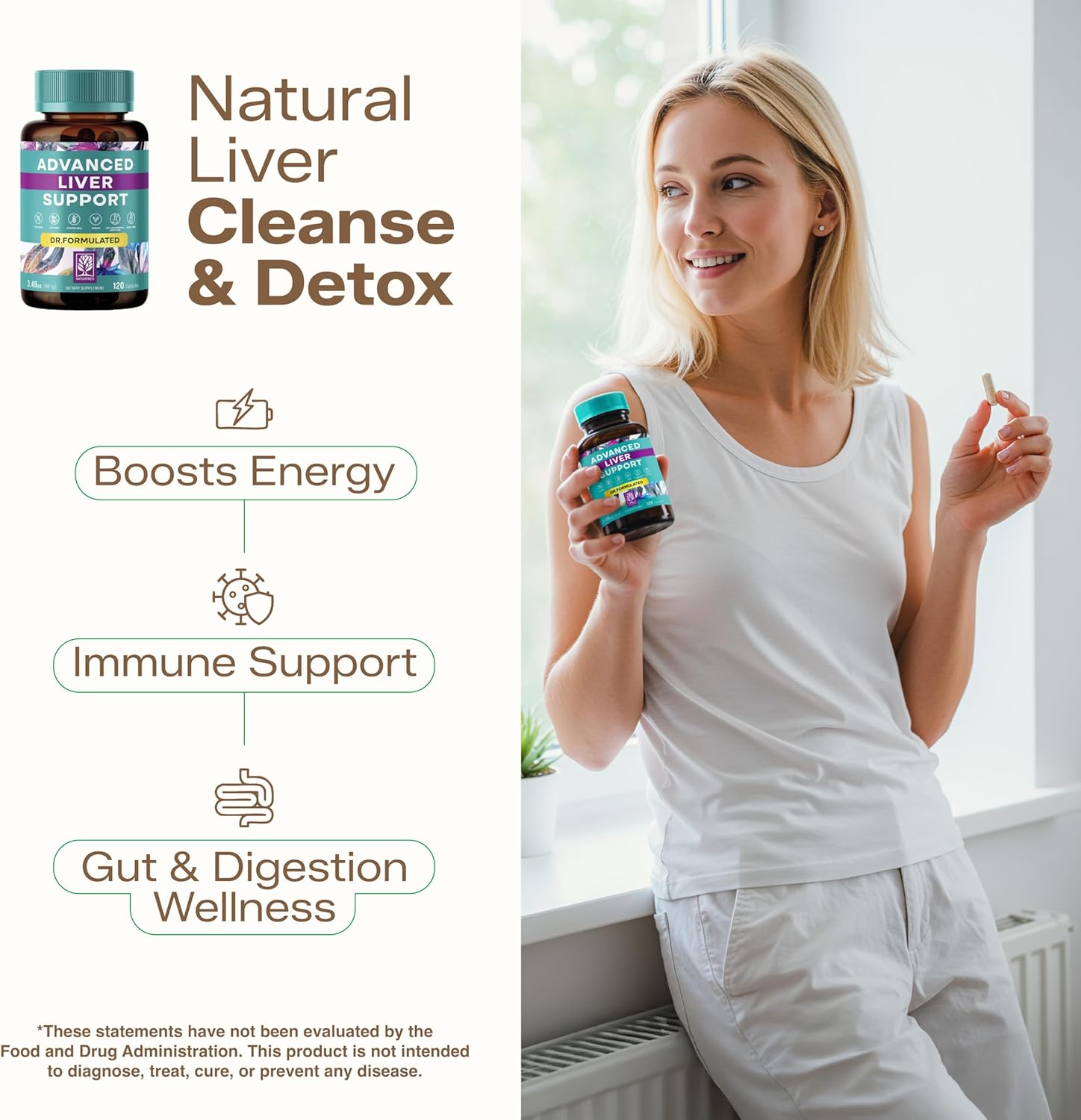 High-Potency Vegan Liver Cleanse Detox & Repair (120 Days Supply) - Dr Formulated Milk Thistle, Silymarin, Choline, Artichoke & Dandelion Root Supplement – Liver Support & Kidney Detox - 120 Capsules - Image 3