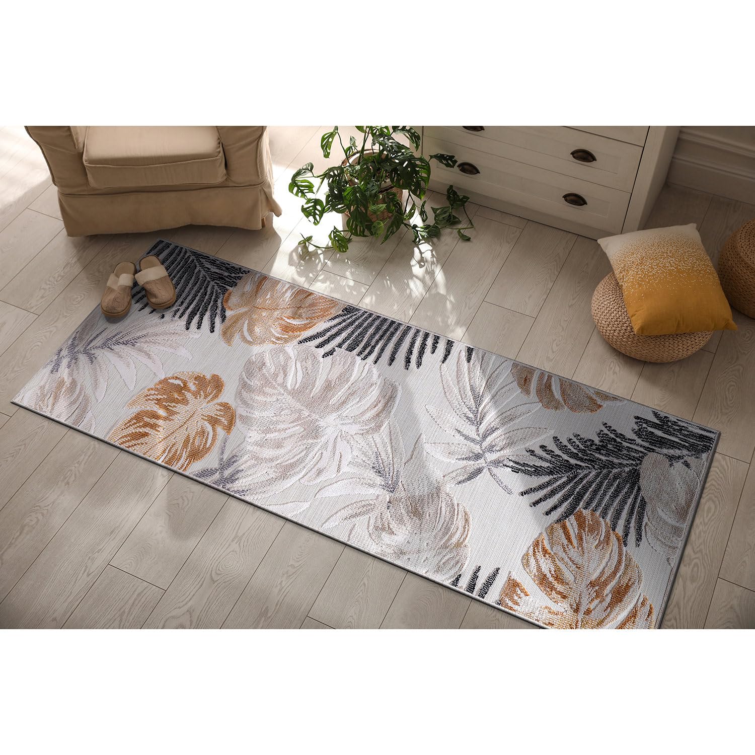 CAMILSON Runner Rugs Oriental Retro Traditional Floral Medallion Area Rug 2x10 Non-Shedding Stain Resistant Indoor Outdoor Carpet for Bathroom Hallway Kitchen Office (2 x 10 / Yellow)