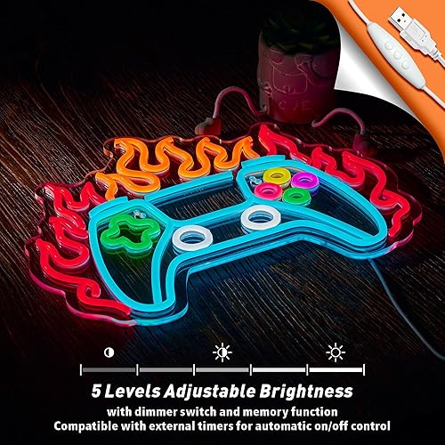Miniatura 4 de Letrero de neón para jugador, letrero LED con mando de videojuegos, luz LED para decoración de habitación de jugadores, letreros de neón para