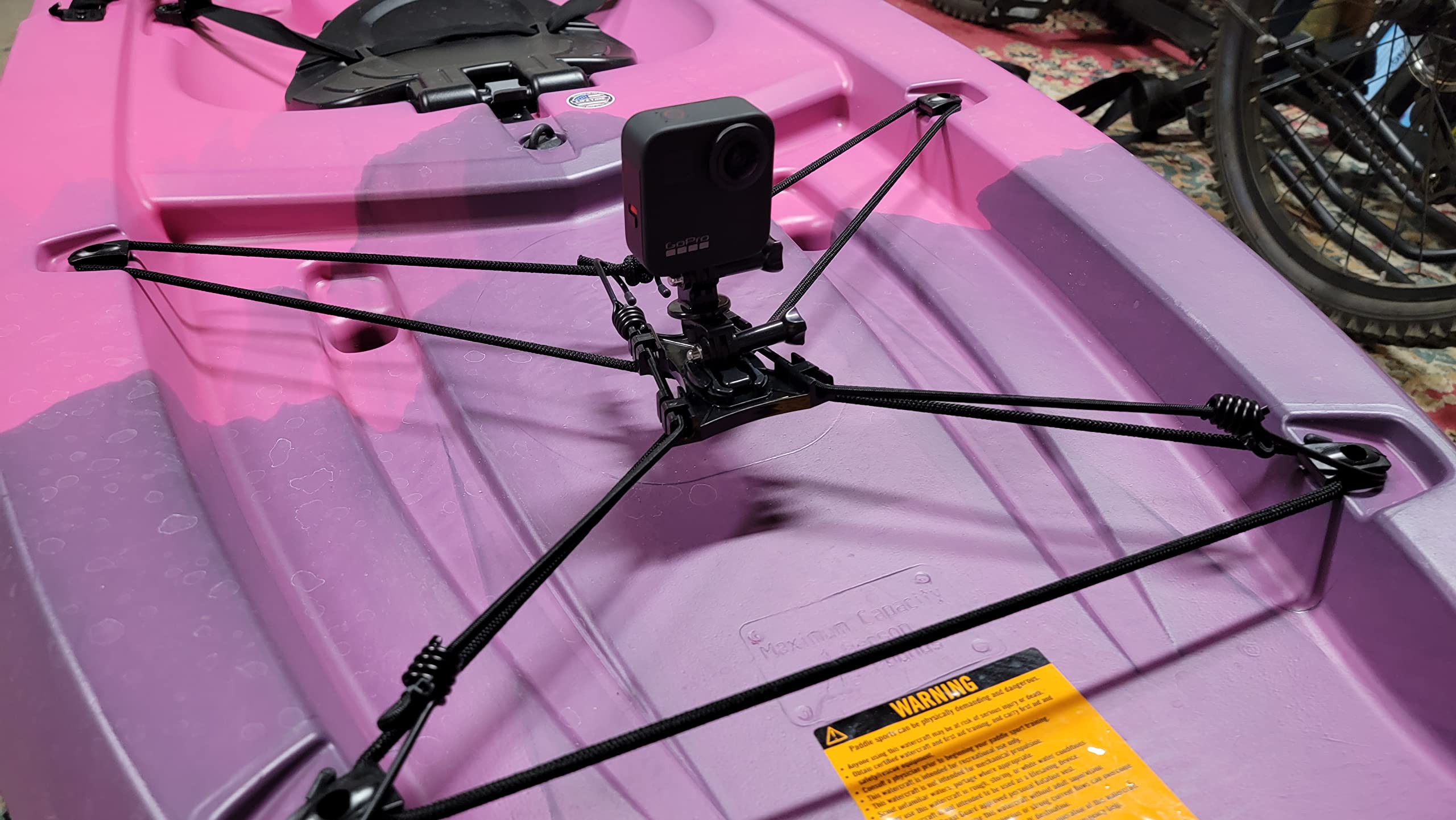 AUXPhome Supporto Universale 3 In 1 Per Kayak - Attacco Per Fotocamera, Action Cam GoPro E Smartphone - Fissaggio A Cinghie Elastico, Regolabile, Per SUP, Barche E Sport Acquatici - 2
