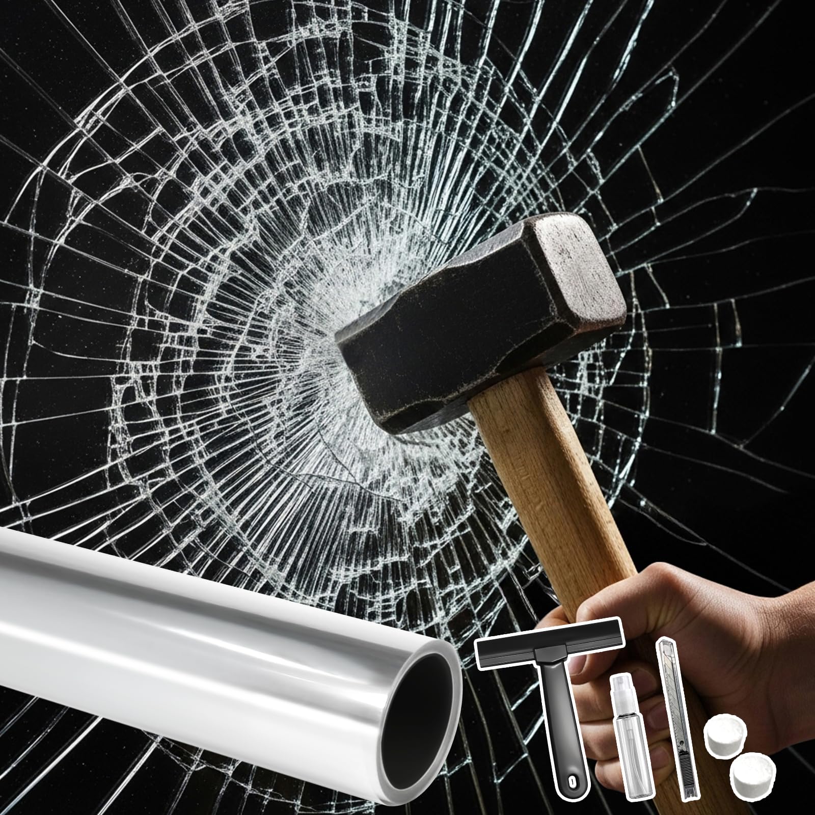 Qualsen 8mil Splitterschutzfolie Fensterfolie Selbsthaftend Transparent Durchsichtige Klebefolie Anti UV Einbruchschutzfolie Sicher Glasschutzfolie für Banken, Zuhause, Büro 75 x 200 cm