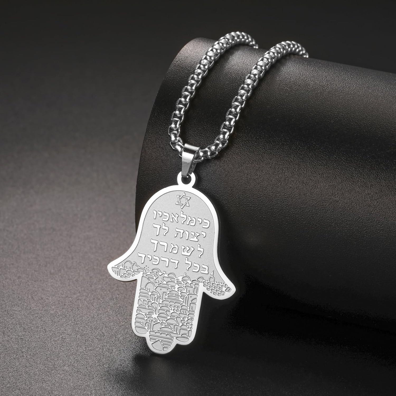 VASSAGO Hamsa Hand of Fatima Necklace Jewish Star of David Necklace for Women Men Stainless Steel Hebrew Amulet Symbol Jewelry Gift - Image 3