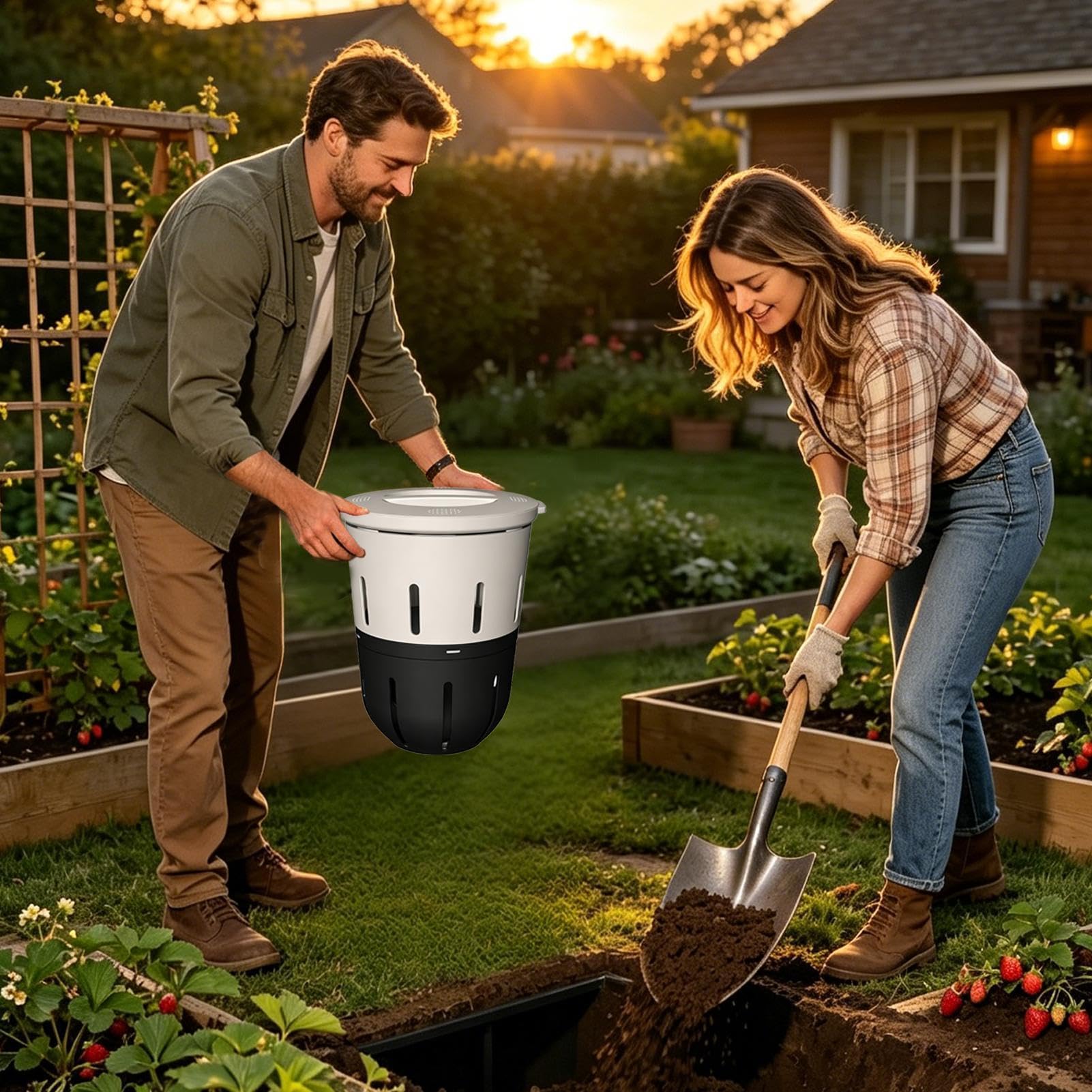 Compostiera Interrata da Esterno Compostiera da Giardino 12,5 Litri | per Lombricompostaggio per Giardinieri Proprietari Coltivatori Principianti Progetti Scolastici e