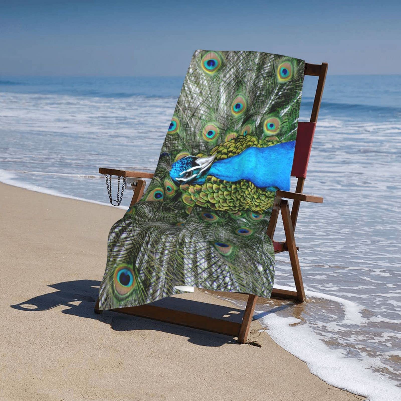 Pretty Peacock Beach Towel - Microfiber Quick Dry, Sand Resistant, 32x52 Inches, Oversized For Adults - View #6