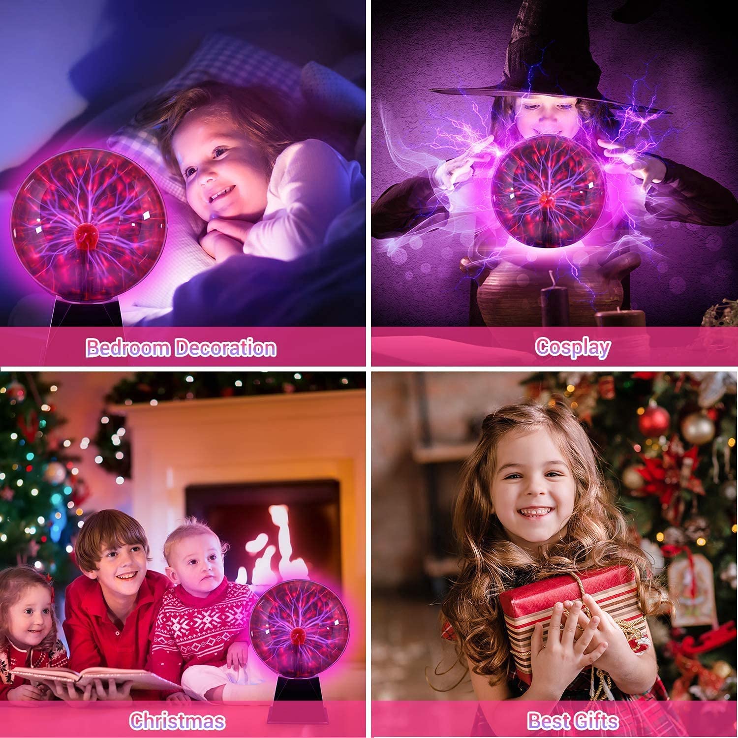 Sfera al plasma, lampada al plasma, lampada a sfera elettrostatica tocco, luci notturne per camera da letto, decorazioni per la casa, luci d'atmosfera, regali per bambini fidanzata (20CM)