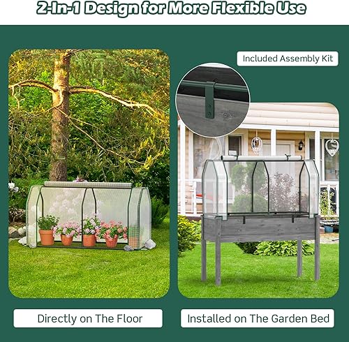 Miniatura 7 de Safstar - Invernadero de jardín portátil de 475 x 215 x 24 pulgadas con puerta enrollable con cremallera y cubierta de polietileno para todo tipo de