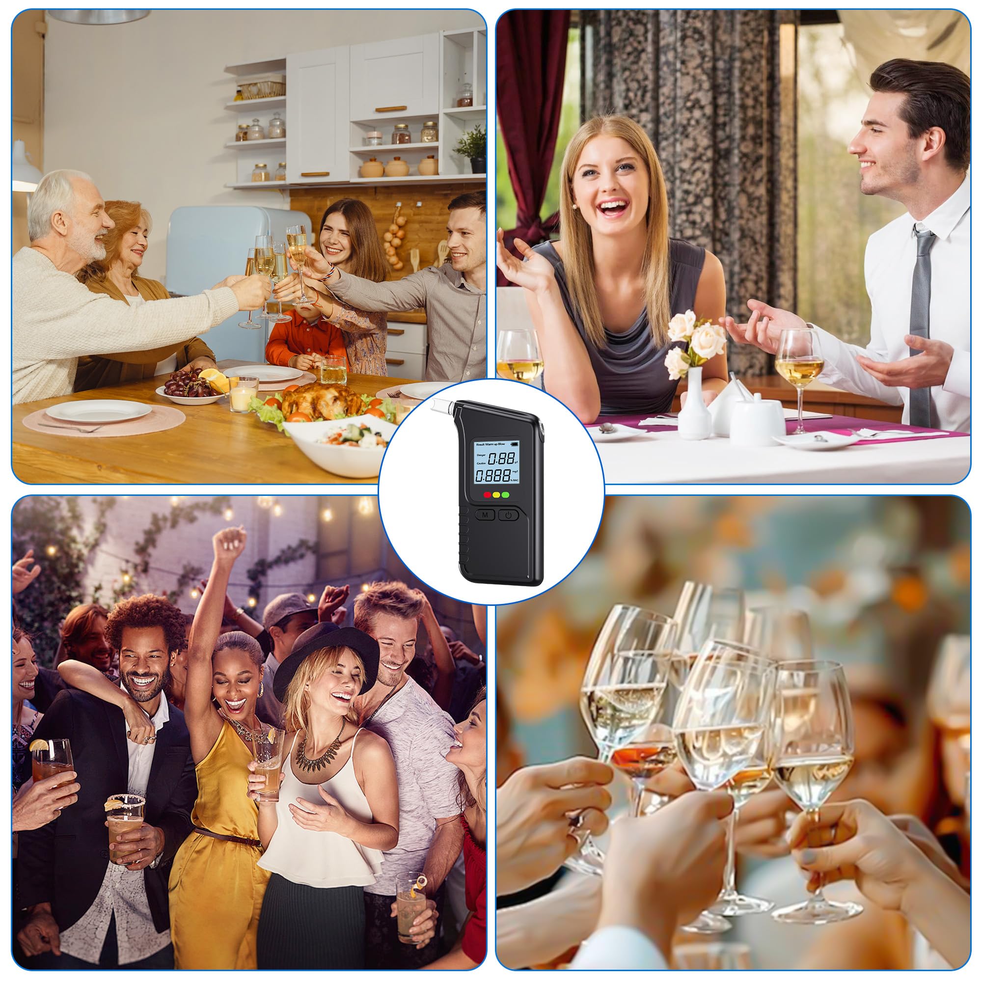 ROTTOGOON Alkoholtester mit Zwei Sensoren, Professioneller Promillemessgerät mit Digitaler LCD-Anzeige Tragbarer Alkoholmessgerät Enthält 20 Düsen für Den Persönlichen und Professionellen Gebrauc