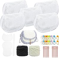 Vista 12 de Allazone 52 hojas de lona de plástico de malla, 4 formas, lienzo de plástico para manualidades, bordado, punto de cruz, hilo acrílico, proyectos