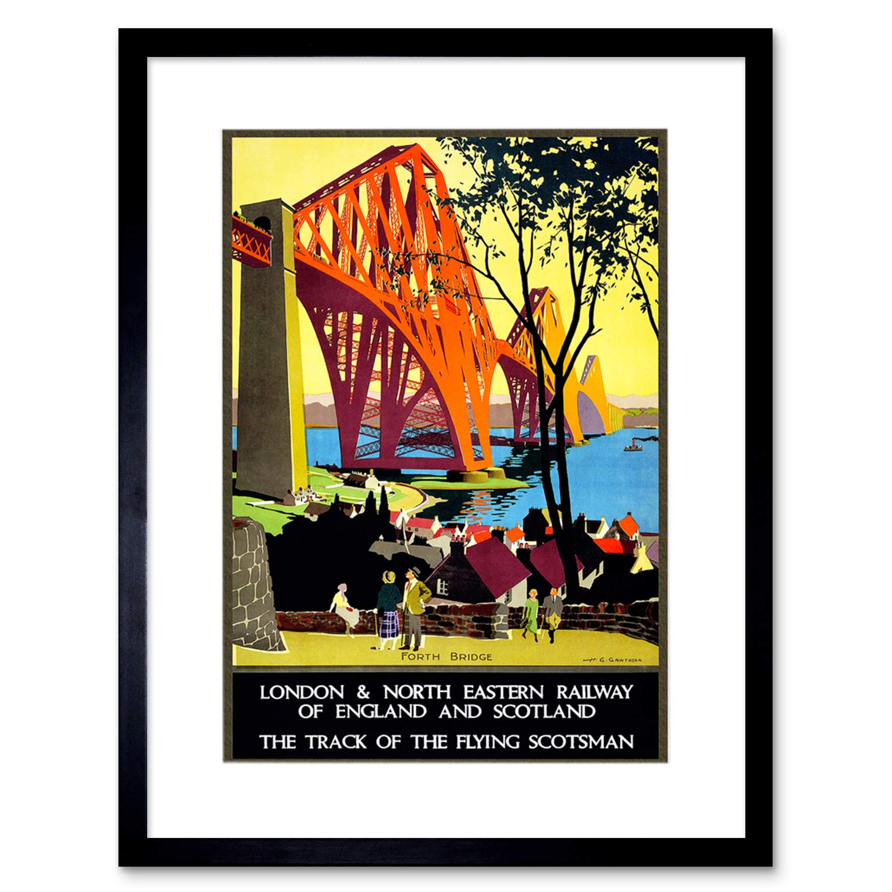 Wee Blue Coo Vintage Ad Railway Flying Scotsman Forth Bridge Framed Wall Art Print