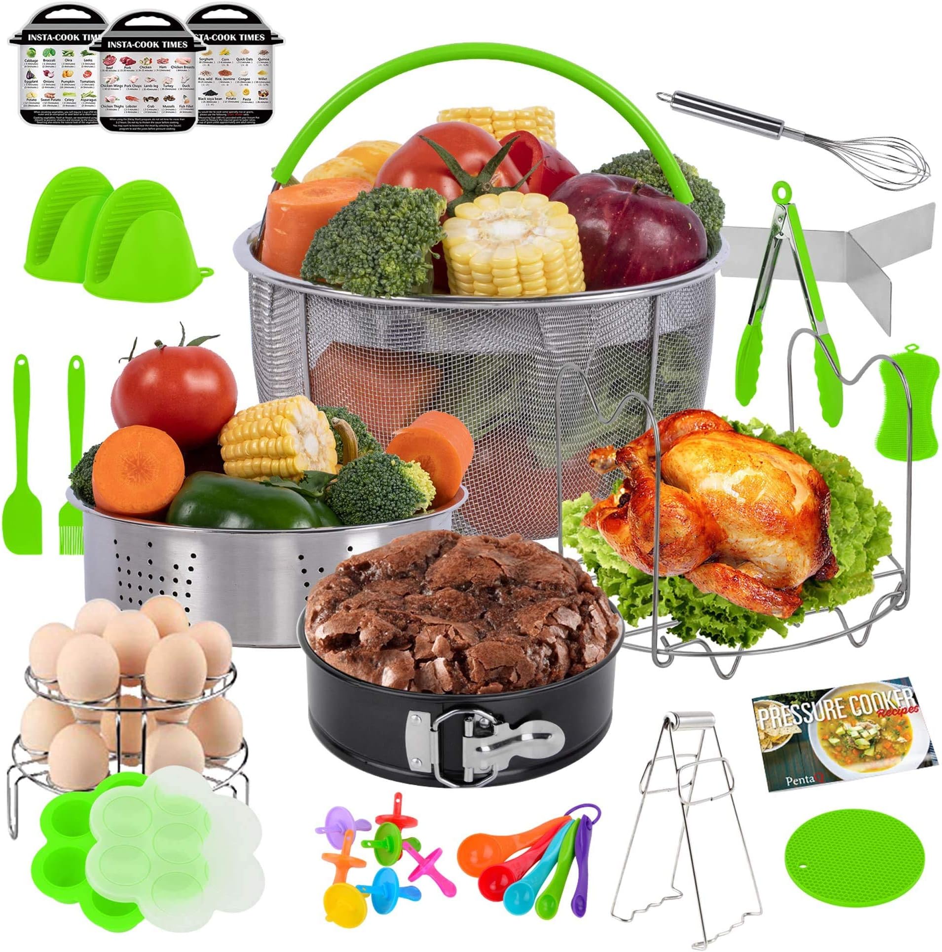 PentaQ 24 Pieces Instant Pot Accessories Kit for 8 Quart Instapot, Pressure Cooker Accessory Set Compatible with 6 Quart, 2 Egg Rack, 2 Silicone Oven Mitt