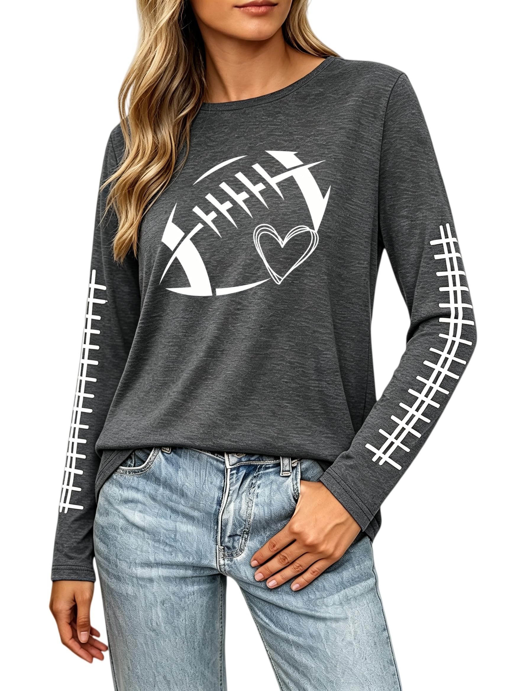 Football Shirts for Women Game Day Shirt Football Outfits Long Sleeve Tee Tops