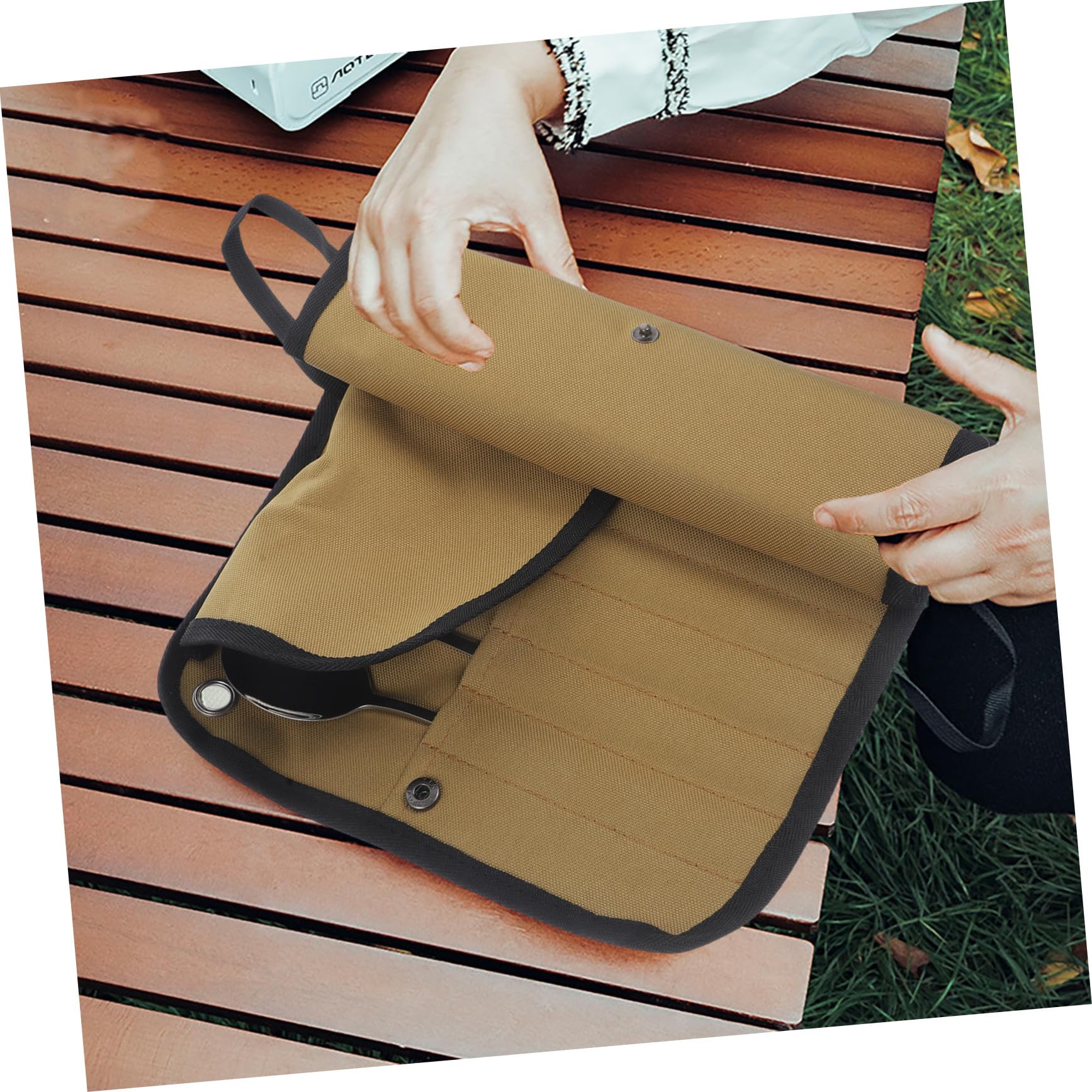 Campingbesteck Satz 1 Satz aus Edelstahl mit Nylon Rolltasche | Silber, Leicht und Tragbar, für Camping und Wandern, Kompaktes Outdoor Zubehör für Unterwegs