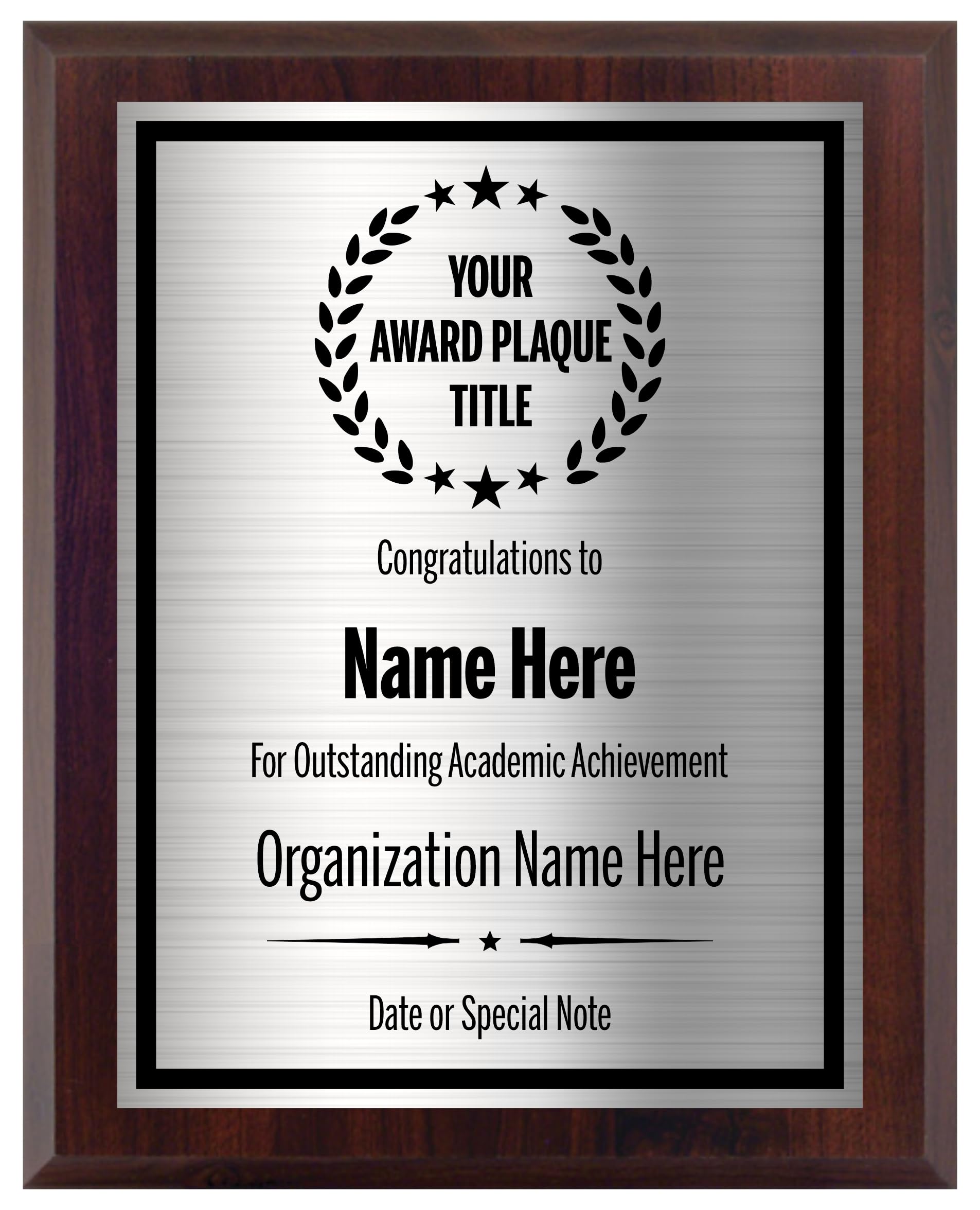 Personalized engraved award plaque with custom title and text