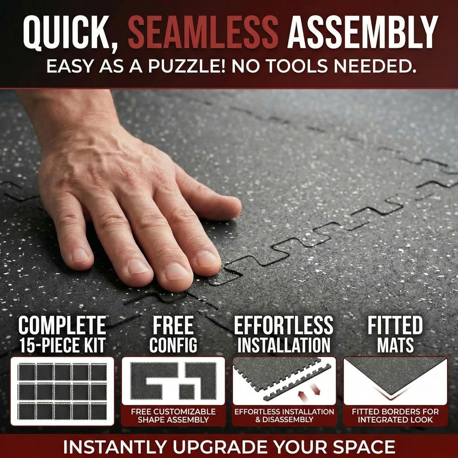 0.6 in Thick Rubber Gym Flooring for Home Gym Mat