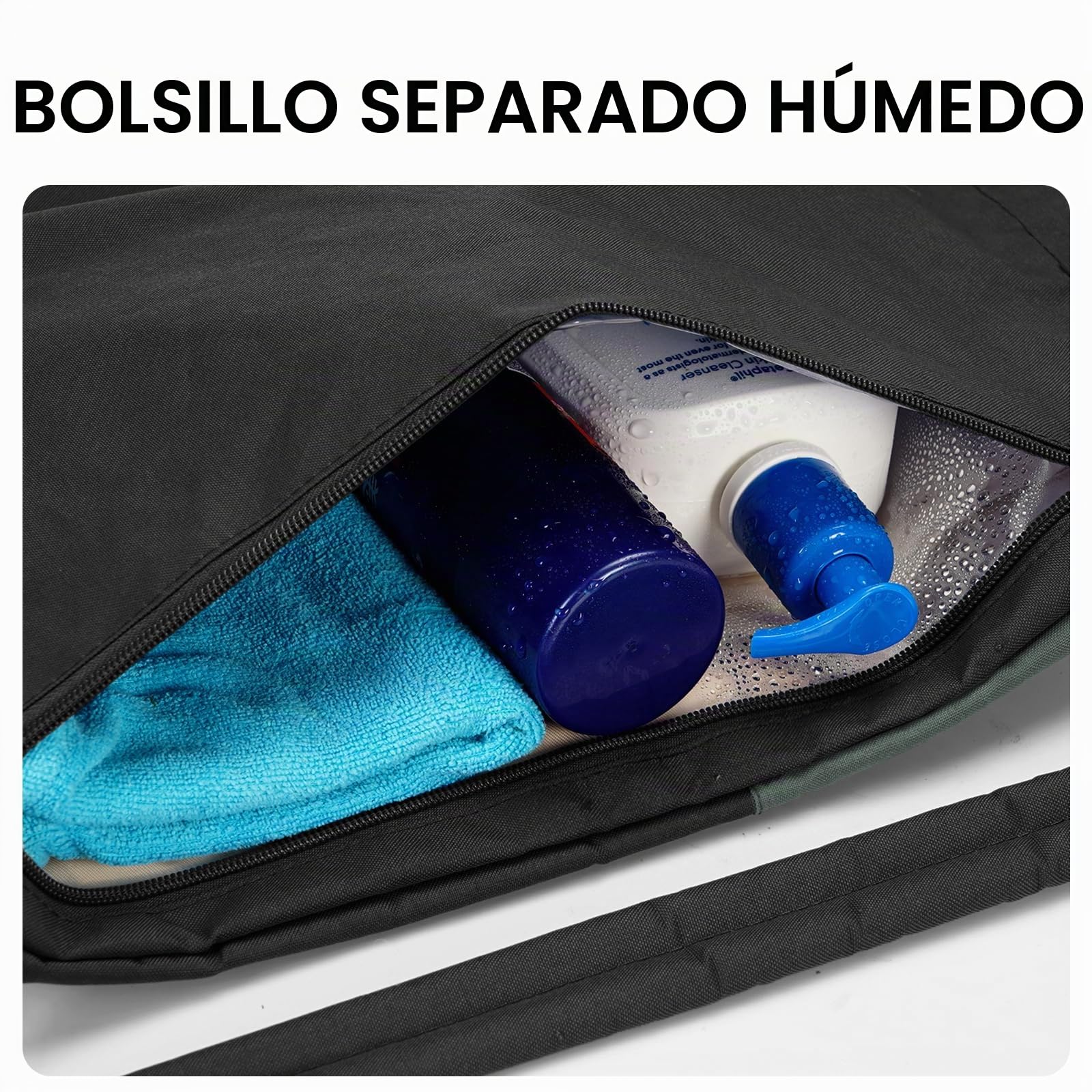 WANDF Mochila con cordón, bolsa deportiva para gimnasio con compartimento húmedo, bolsa resistente al agua cordón para hombres y mujeres (negro con hombrera)