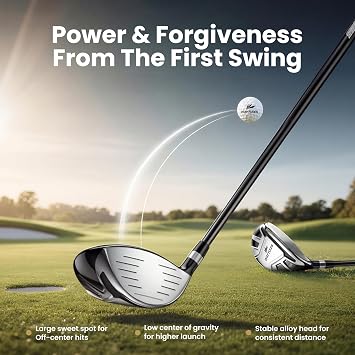 6-8-Piece Complete Golf Club Set for Men Adult Golf Clubs with Stand Bag, Driver, Hybrid, 5/7/9/P Irons & Putter, Right Handed