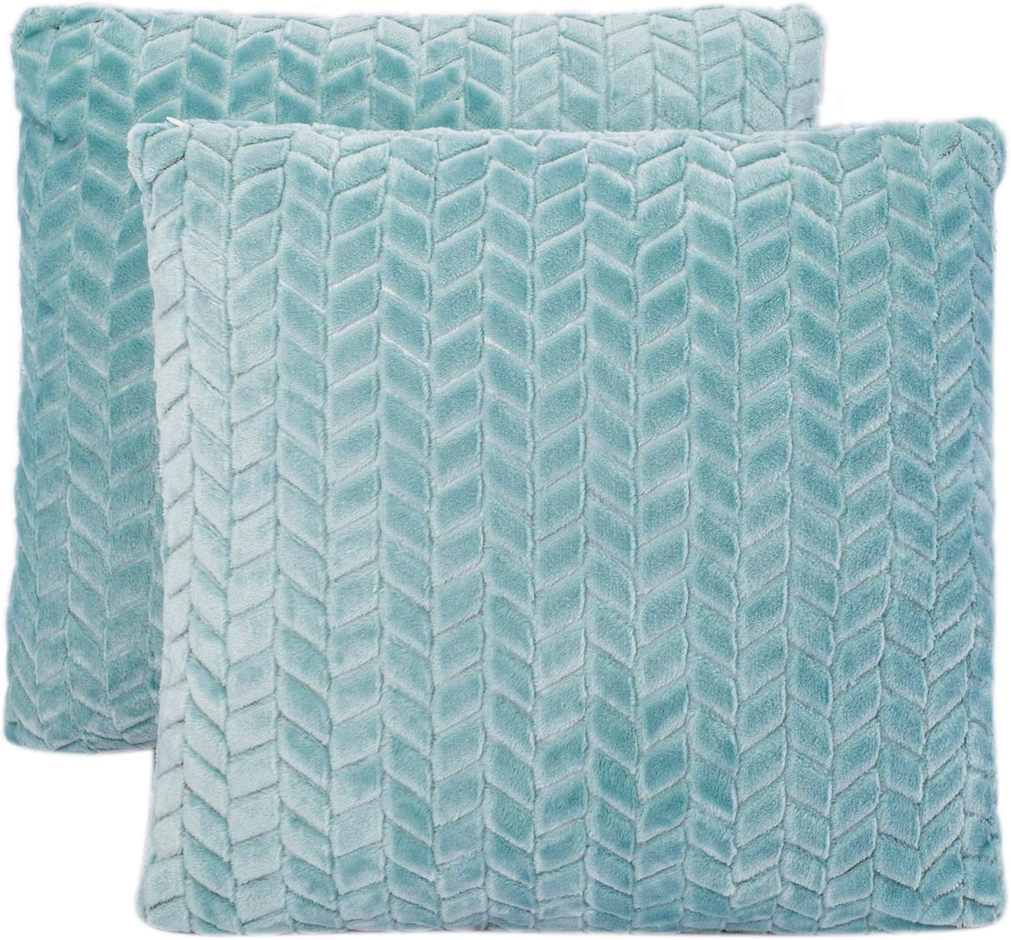 WONDER MIRACLE Pack of 2 Throw Pillow Covers, Decorative Square Pillowcase, Soft Solid Cushion Case for Sofa Bedroom or Car (18" x 18", A-Light Green)