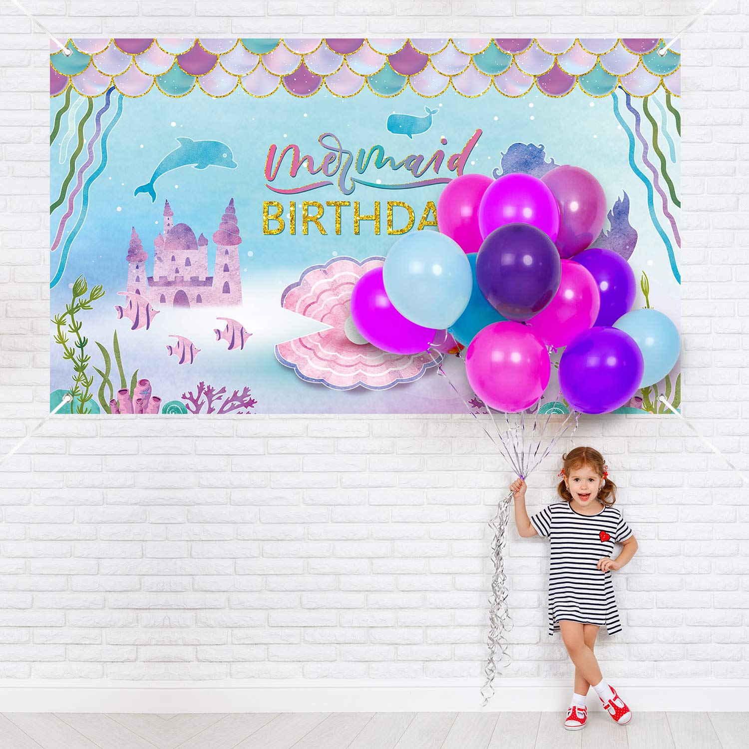Mermaid Birthday Party Backdrop Mermaid Party Decorations Under The Sea ...