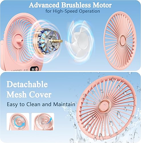 Miniatura 3 de Ventilador de escritorio USB, 3 en 1, ventiladores de mesa recargables con motor sin escobillas, 180 ajustables, 6 velocidades de viento fuerte,