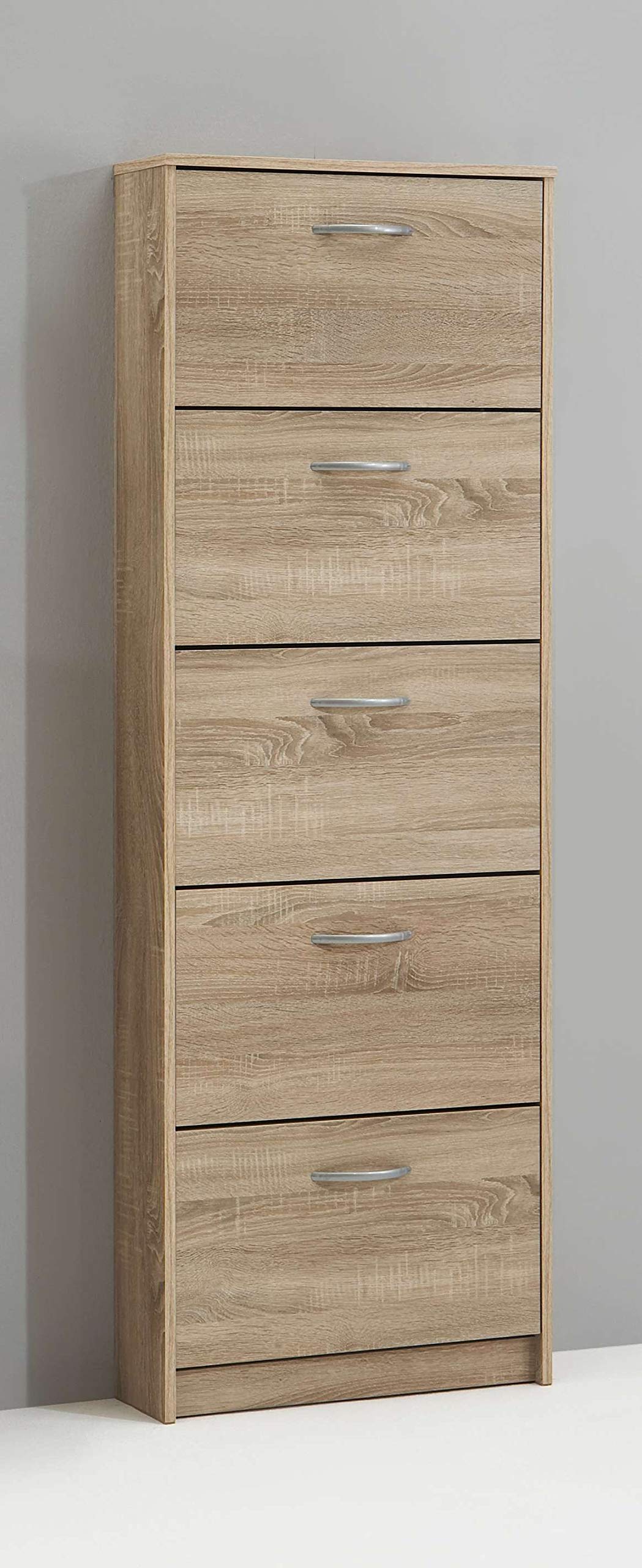 AVANTI TRENDSTORE - Steppi - Scarpiera in Legno Laminato con Ante a ribalta, Disponibile in 2 Colori e 2 Misure Diverse (Marrone, 58,5x168,5x17 cm)