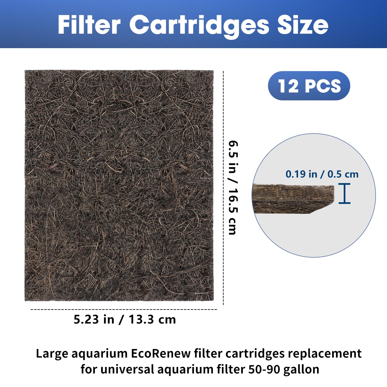 ENLOY EcoRenew - Cartuchos de filtro grandes de repuesto para filtro de alimentación Aqueon SmartClean de 50-90 galones, filtro de tanque de peces con carbón activado, se adapta a acuarios de agua