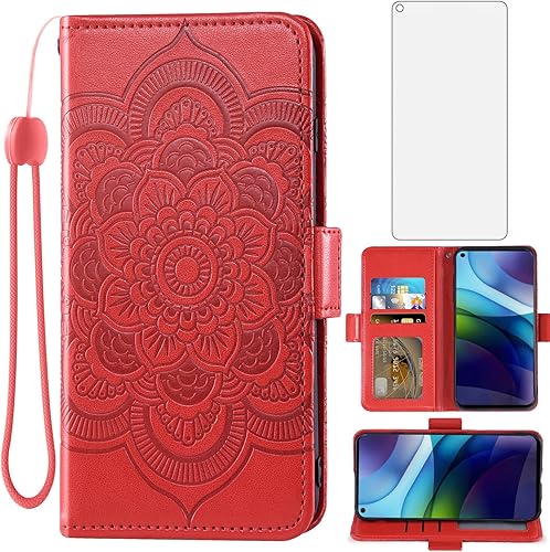 Asuwish Funda compatible con Moto G Stylus 2021 4G y protector de pantalla de vidrio templado, funda de cuero con tapa para Motorola GStylus 6.8