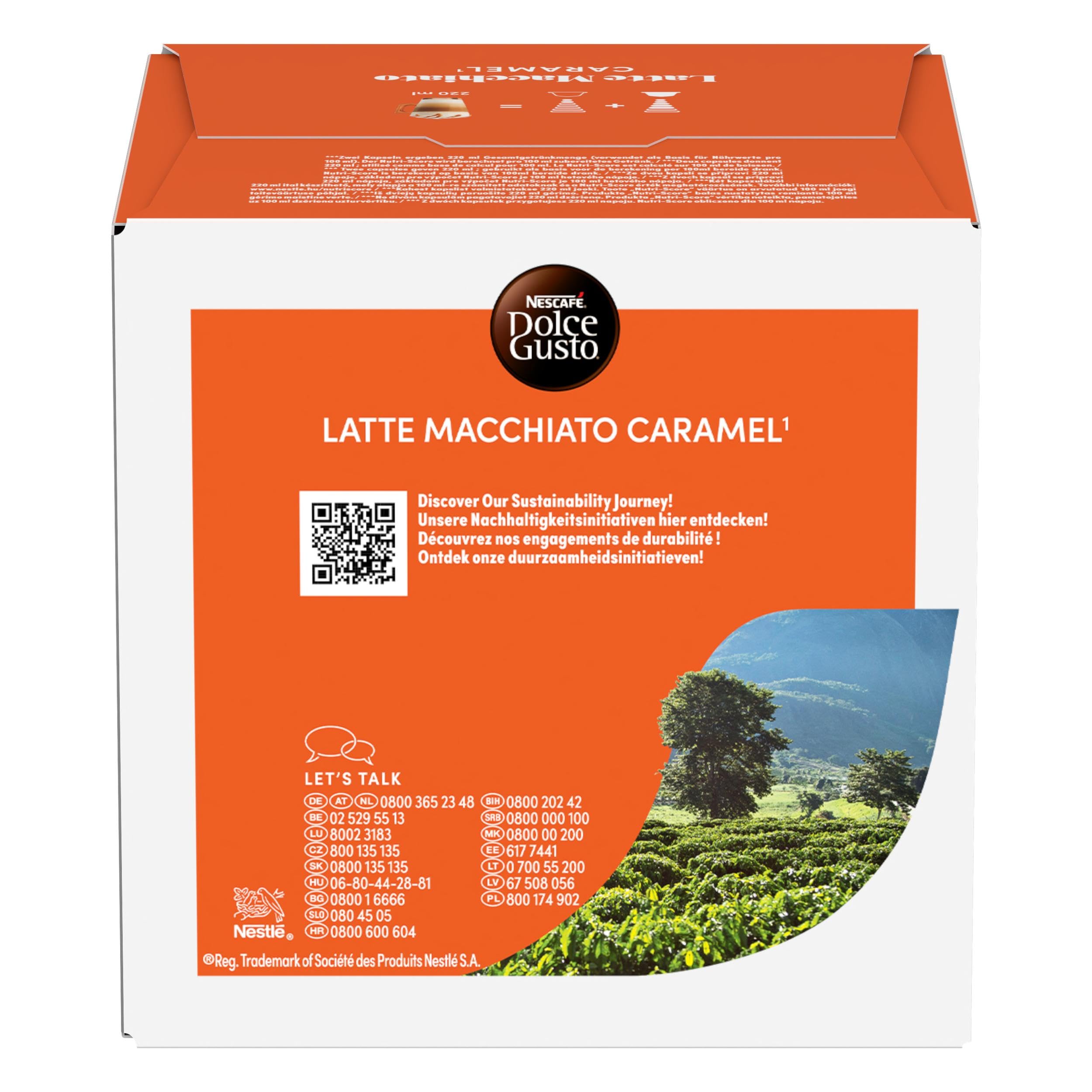 NESCAFÉ DOLCE GUSTO Caramel Latte Macchiato Kaffeekapseln (6 x 16 Kapseln)