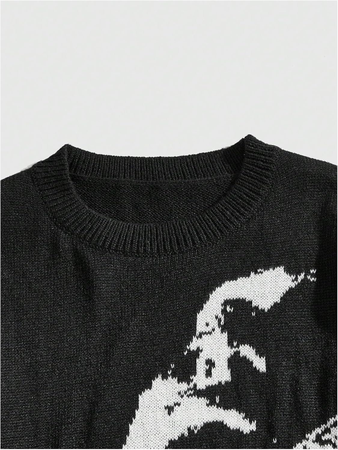 BEAUDRM Men's Y2k Aesthetic Graphic Sweater Raw Hem Crewneck Knitted Sweater Casual Pullover Long Sleeve Jumpers - Image 3