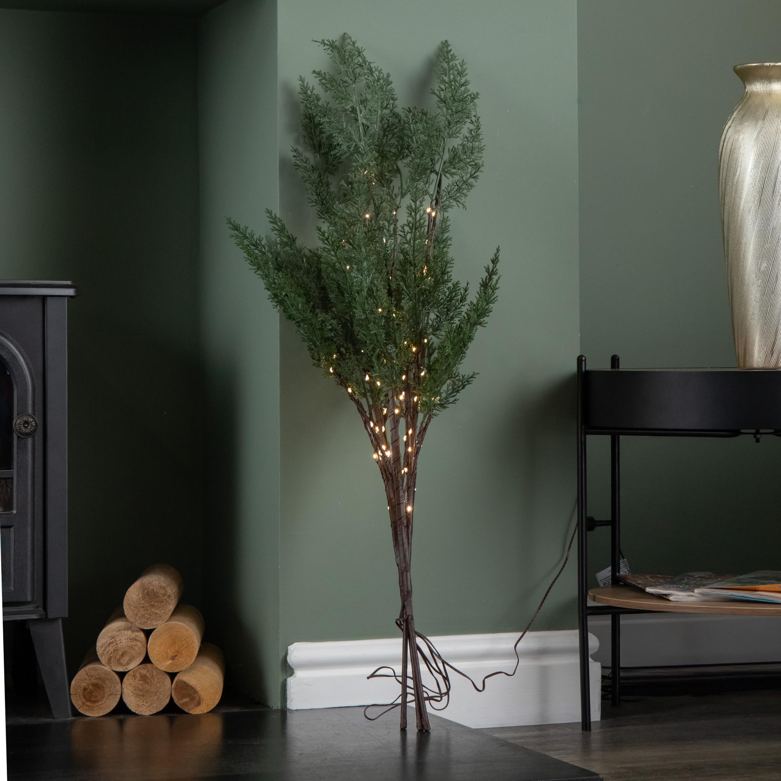 Samuel Alexander 90cm Set of 3 Light up Christmas Fir Twig with 90 Warm White LEDs