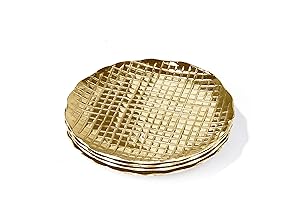 4.52" Round Coaster or Pillar Candle Holder with Gold Base (Set of 4)