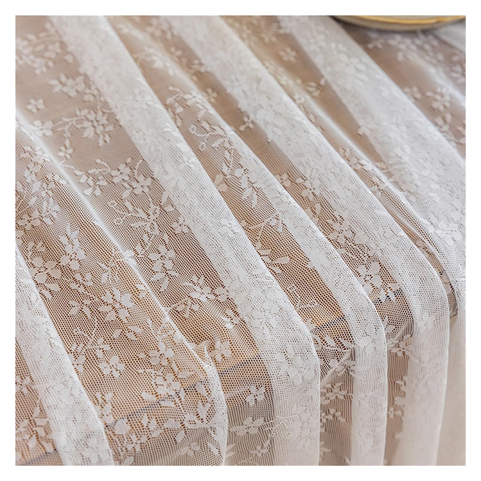 NJIEzhao Embroidered Lace Tablecloth 1pc Romantic Lace Table Cloth Embroidered Dining Tablecloths Dustproof Rectangular Coffee Cover(100x140cm)