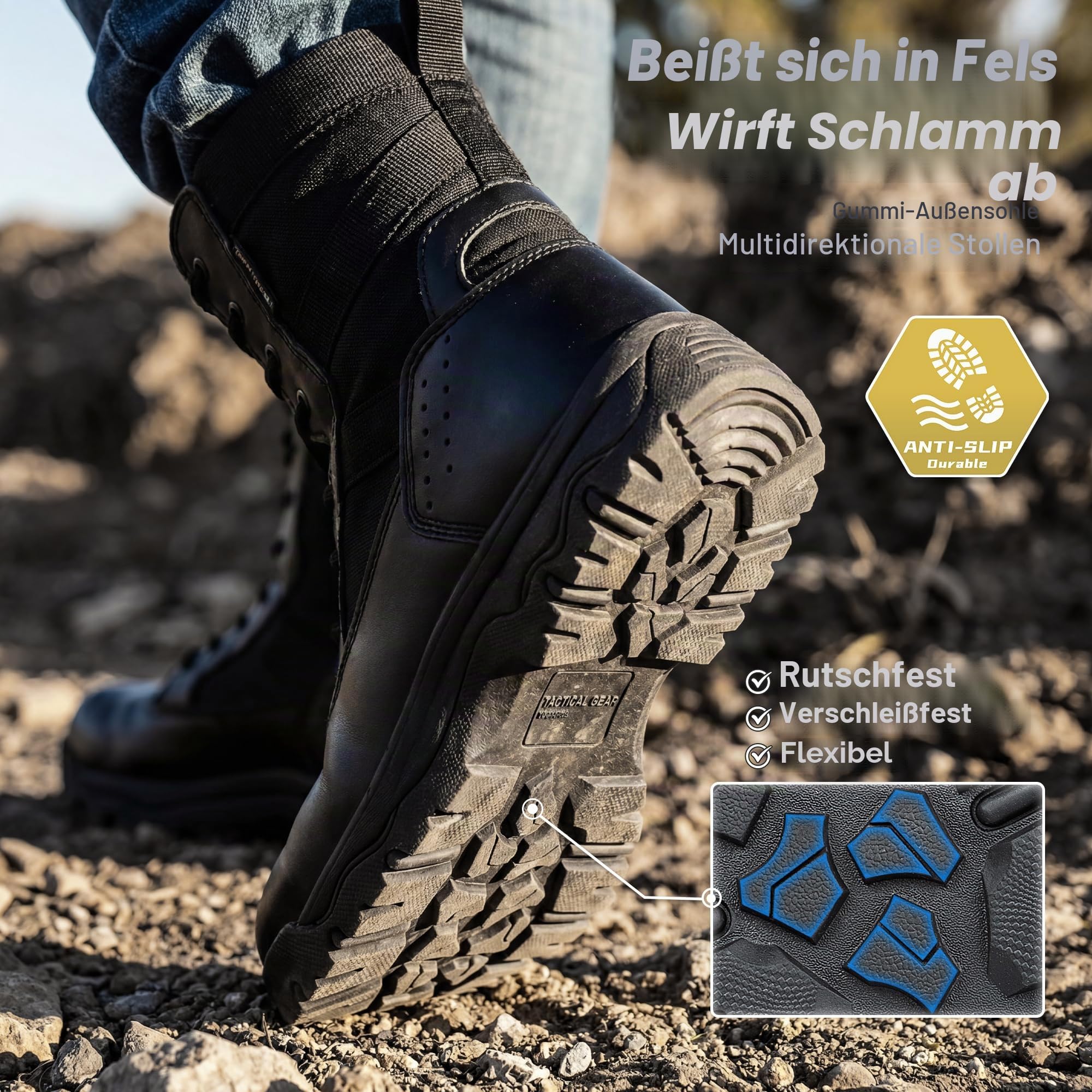 FREE SOLDIER Taktische Herrenstiefel 8 Zoll Leichte Kampfstiefel Langlebige Wildleder Militärische Arbeitsstiefel Wüstenstiefel