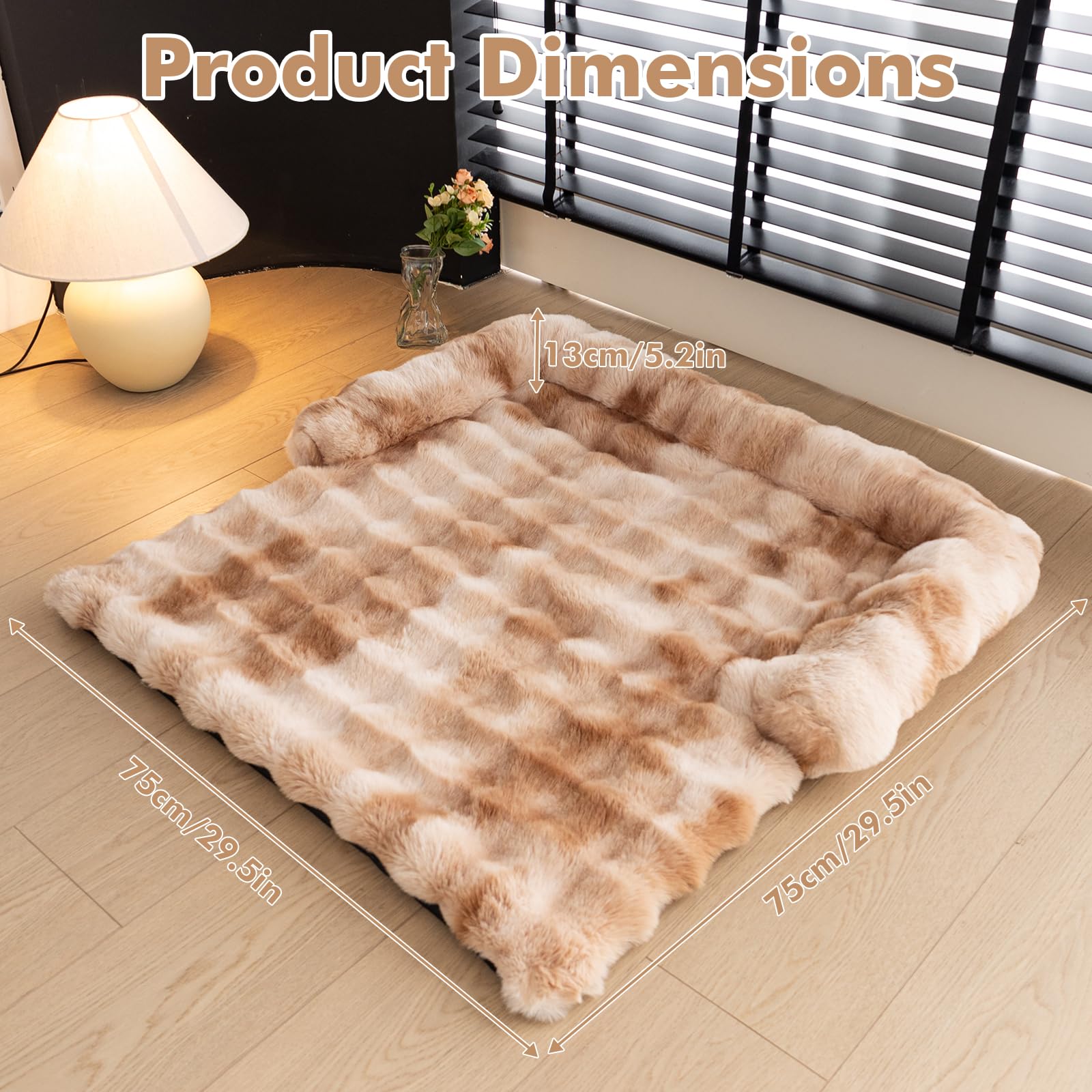 OKYUK Cuccia per cani, super comoda, per divano, lavabile a mano, antiscivolo, adatta per cani (Shaggy Gradient Curry, 75 x 75 x 13 cm)