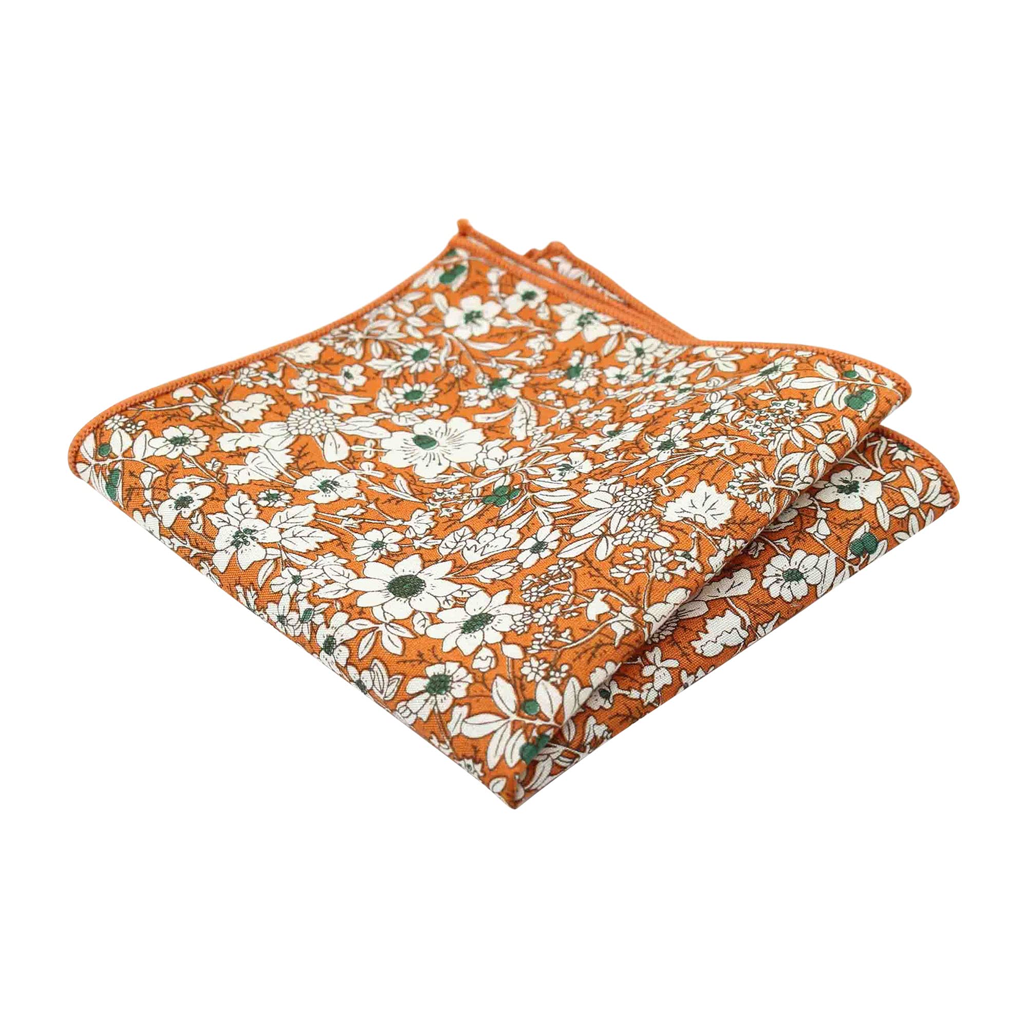 Db Dickie Bow Boys Orange Floral Luxury Cotton Pocket Square (Orange Floral) - Suitable For Formalwear, Office, Weddings, Parties, Grooms & Groomsmen Outfits