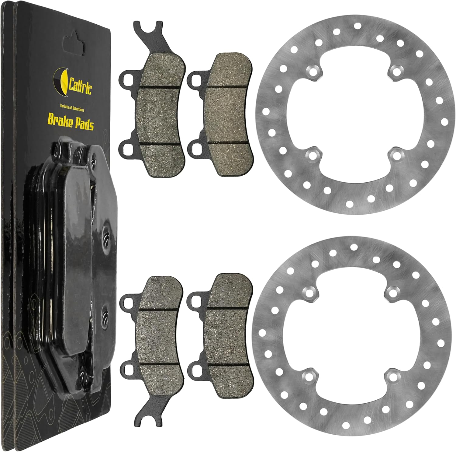 Caltric Front Brake Disc Rotor with Brake Pads Compatible with Can-Am Maverick Trail 800R EFI 2018-2019 / Maverick Trail 700 2022-2023