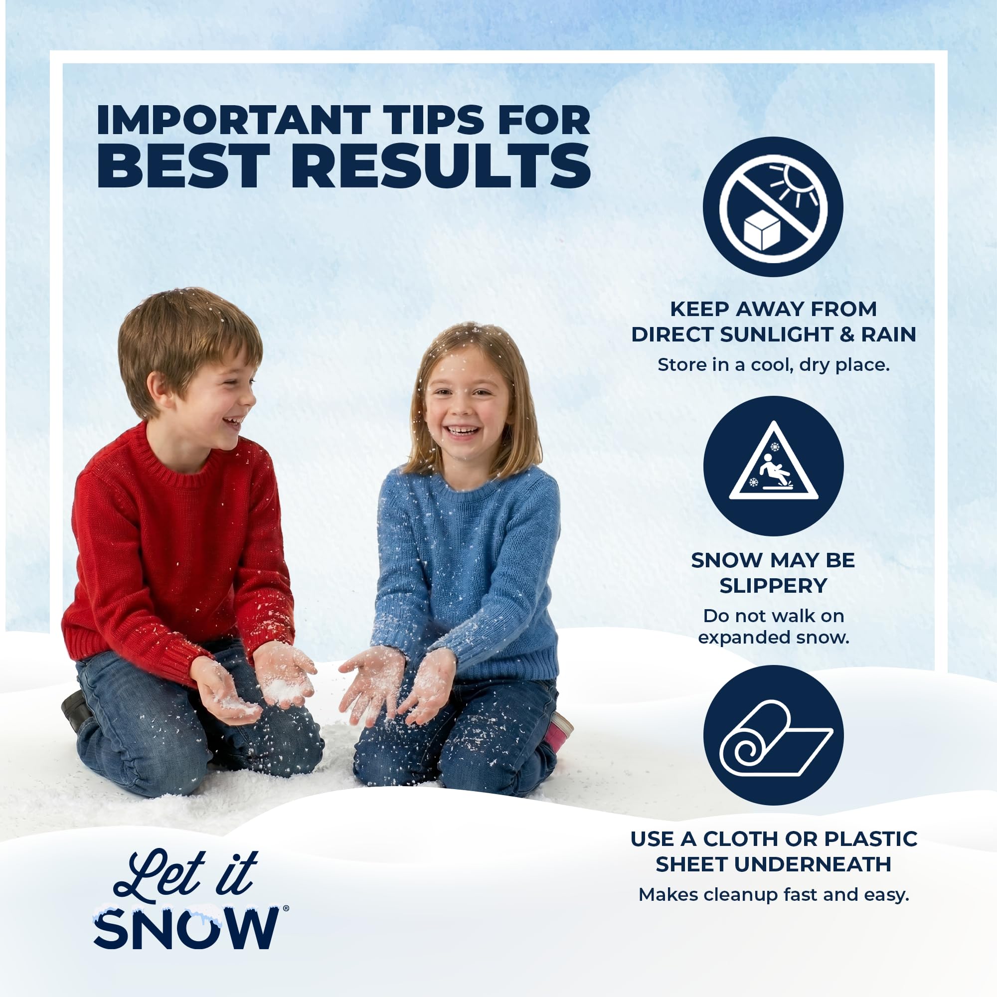 Let it Snow Poudre de neige artificielle instantanée – Fabriquée aux États-Unis, parfaite pour les enfants, les décorations de vacances, les jeux sensoriels – Lot de 25 – Fait de la neige de 80 litres